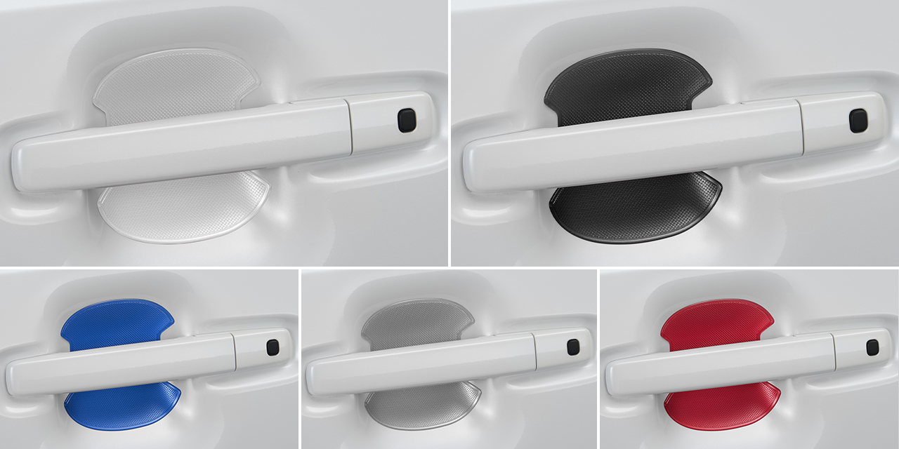 ドアハンドルプロテクションカバー (ハイボスカル製、ホワイト色/ブラック色/ブルー色/グレー色/レッド色)