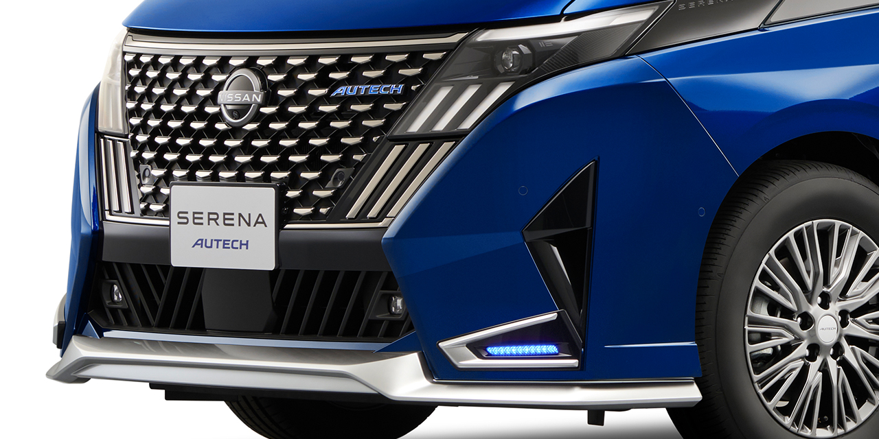 セレナ オーテック の専用エクステリア フロントグリル、フロントプロテクター(メタル調フィニッシュ)の拡大画像